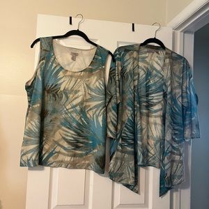 Chico’s Easywear, Top and matching Cardigan.
Size: 3 (XL/16)